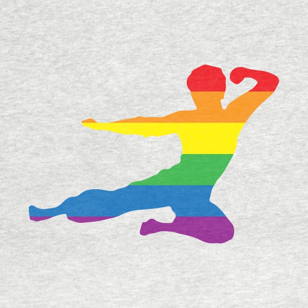Kung Fu -  fly kick logo LGBT+ rainbow pride colours by mrsupicku